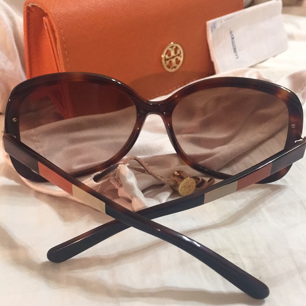Tory Burch Retro Stripe Oversized Sunglasses